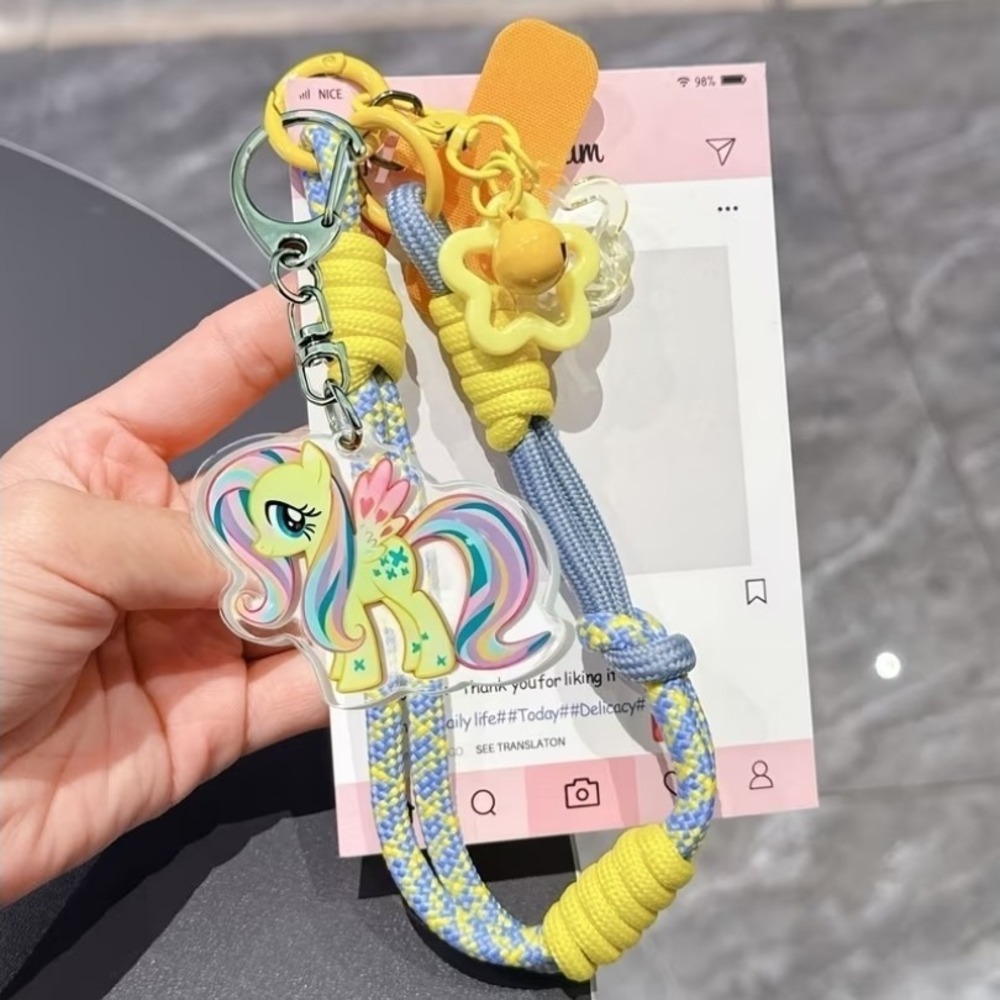 My Little Pony Fluttershy Phone Lanyard Charm Braided Rope Keychain MLP AntiLoss